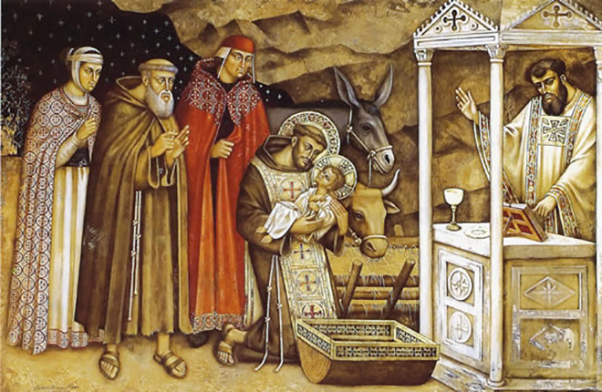 San Francesco rappresenta il Sacro Natale a Greccio