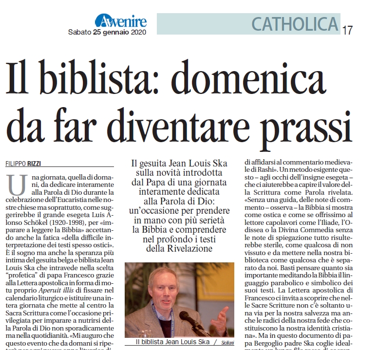 DOMENICA DELLA PAROLA – Il biblista: domenica da far diventare prassi